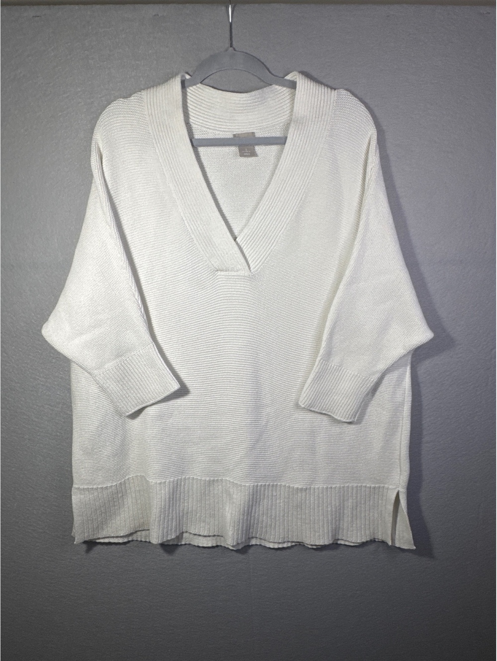Chico's Women's White Sweatercoat Size 3 XL V-Neck Knit